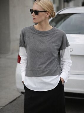 NWT Bailey 44 Layered Shirt Fleece Sweater Dress Size S Minimalist Scandi-girl